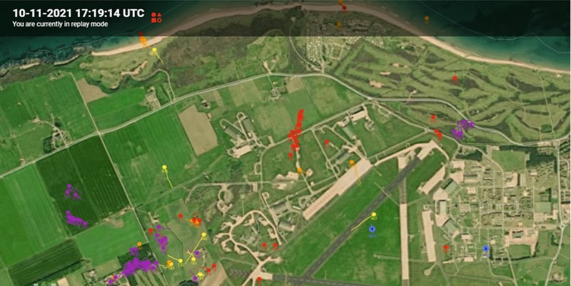 A third aerial view of the RAF Lossiemouth bird incident, showing how it progressed